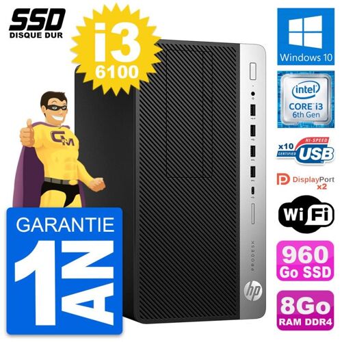 PC Tour HP ProDesk 600 G3 Intel Core i3-6100 RAM 8Go SSD 960Go Windows 10 Wifi