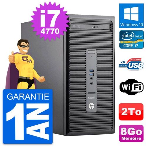 PC Tour HP ProDesk 400 G2 MT Intel i7-4770 RAM 8Go Disque 2To Windows 10 Wifi