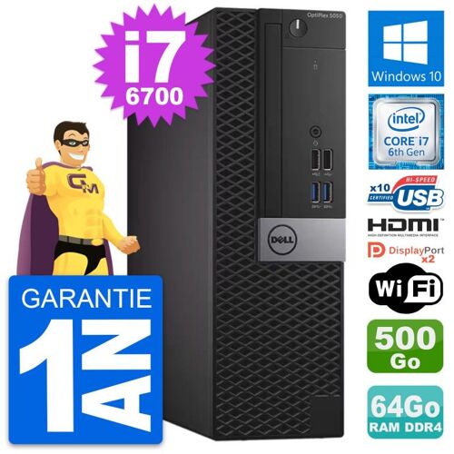 PC Dell OptiPlex 5050 SFF i7-6700 RAM 64Go Disque Dur 500Go HDMI Windows 10 Wifi