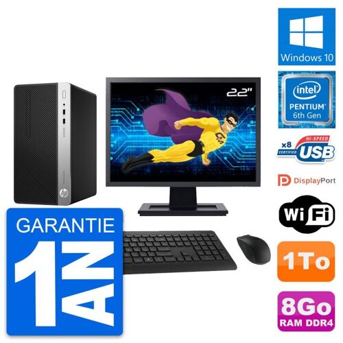 PC Tour HP 400 G4 MT Ecran 22" Pentium G4400 RAM 8Go Disque 1To Windows 10 Wifi