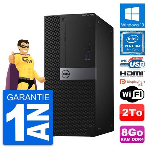 PC Tour Dell OptiPlex 7040 Intel G4400 RAM 8Go Disque 2To HDMI Windows 10 Wifi