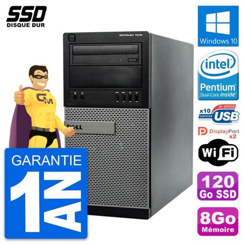 PC Tour Dell OptiPlex 7010 Intel Pentium G2020 RAM 8Go SSD 120Go Windows 10 Wifi