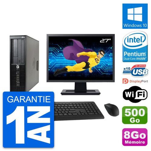 PC HP Z210 SFF Ecran 27" Intel Pentium G630 RAM 8Go Disque 500Go Windows 10 Wifi
