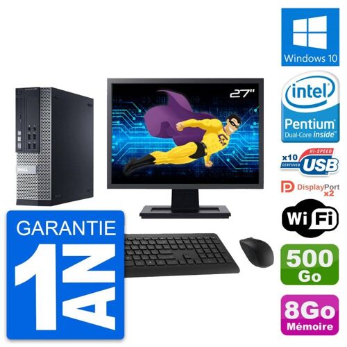 PC Dell 9020 SFF Ecran 27" Pentium G3220 RAM 8Go Disque 500Go Windows 10 Wifi