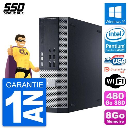 PC Dell OptiPlex 9020 SFF Intel Pentium G3220 RAM 8Go SSD 480Go Windows 10 Wifi