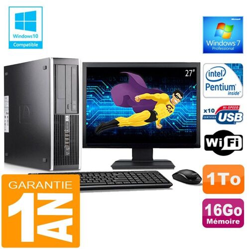 PC HP Compaq 6000 Pro SFF Intel E6300 Ram 16Go Disque 1 To Wifi W7 Ecran 27"