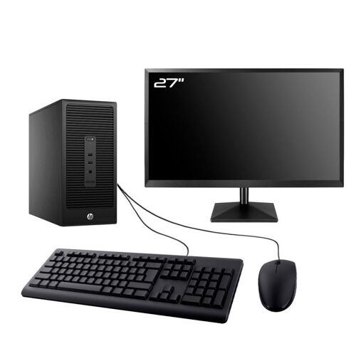 PC HP 285 G2 MT Ecran 27" AMD AMD A4-5300B RAM 8Go SDD 240Go W11 Wifi
