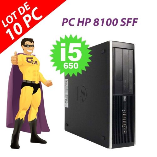 Lot x10 PC HP 8100 Elite SFF Intel Core i5-650 RAM 4Go Disque 250Go Windows 10