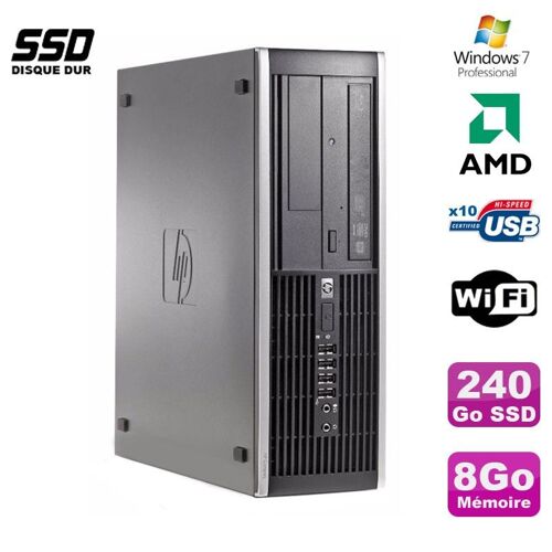 PC HP Compaq 6005 Pro SFF AMD 3GHz 8Go DDR3 240Go SSD Graveur WIFI Win 7 Pro