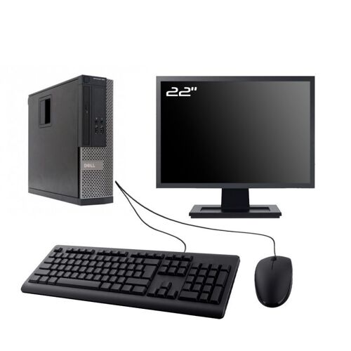 PC Dell Optiplex 390 SFF Ecran 22" Intel I3-2100 RAM 8Go SSD 480Go W10 Wifi
