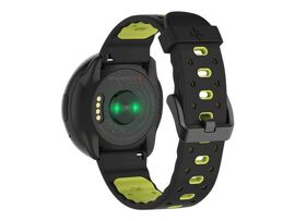 MyKronoz ZeRound2HR Premium - 45 mm - noir brossé - montre intelligente avec sangle - silicone - noir/jaune - affichage 1.22" - 256 Mo - Bluetooth - 53 g