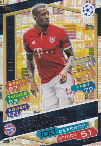 Carte Topps Match Attax - Jerome Boateng - 100 Club - Bayern Munich - Champions League 2016/2017 -