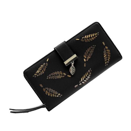 PU En Cuir Argent Sac De Crédit Titulaire De Carte De Monnaie Porte-monnaie Creux Long Portefeuille pour Femmes