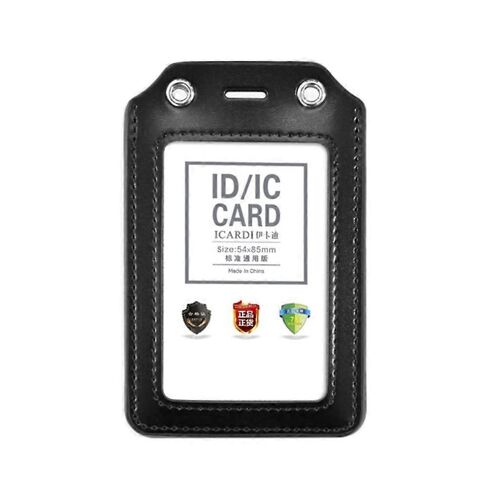Porte-cartes d'insigne d'affaires en cuir PU avec fenêtre de sangle de lanière de collier