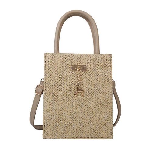 Femmes Paille Messenger Sac Petit Casual Sac à bandoulière Handmade Top Handle Handbag