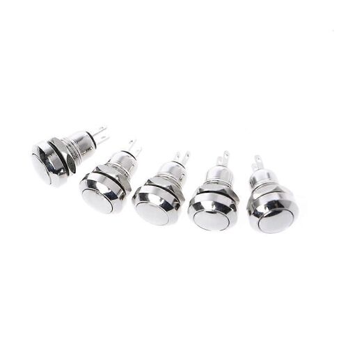 5 Pcs 8mm Métal Momentané 1NO 2 Broches Mini Interrupteur À Bouton-Poussoir 3A/250V AC