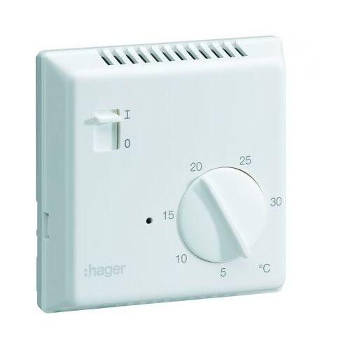 Thermostat ambiance ?lectronique en saillie pour chauffage ?lectrique avec entr?e fil pilote 230V HAGER 25513