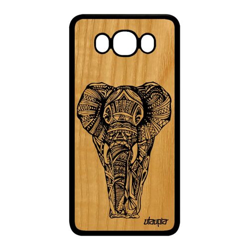Coque silicone pour Galaxy J7 2016 en bois elephant savane tribal Noir a Samsung Galaxy J7 2016
