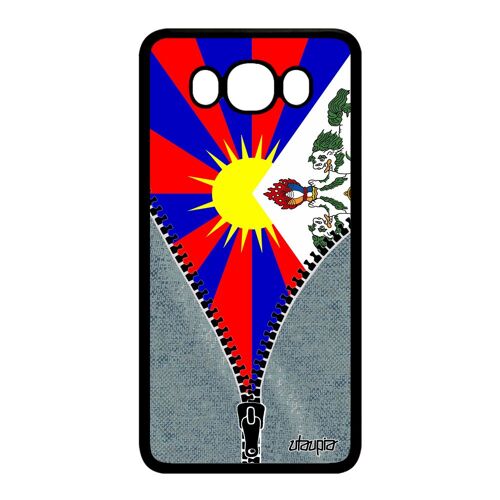 Coque silicone Samsung J7 2016 drapeau tibet tibetain foot telephone noir Samsung Galaxy J7 2016