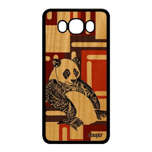 Coque J7 2016 en bois silicone panda tribal animaux asie noir gel Samsung Galaxy J7 2016