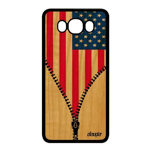 Coque Bois Silicone Pour Galaxy J7 2016 Drapeau Etats Unis Usa Americain Samsung Galaxy J7 2016