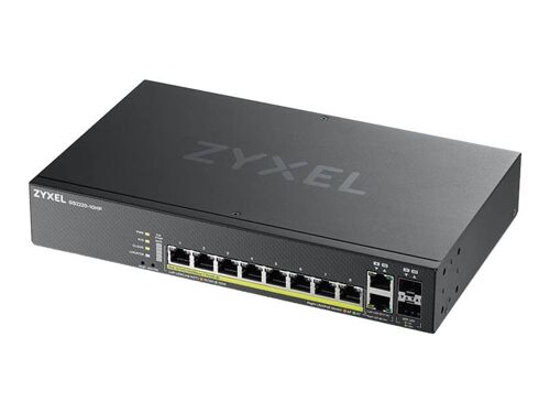 Zyxel GS2220-10HP - Commutateur - Géré - 8 x 10/100/1000 (PoE+) + 2 x SFP Gigabit combiné - Montable sur rack, fixation murale - PoE+ (180 W)