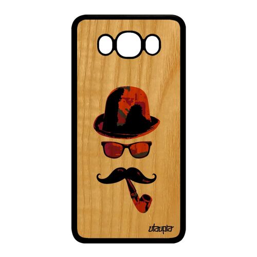 Coque Samsung Galaxy J7 2016 bois silicone monsieur moustache orange mobile graf