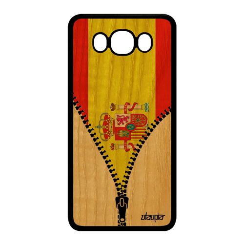 Coque Silicone Samsung J7 2016 En Vrai Bois Drapeau Espagne Espagnol Jo A Samsung Galaxy J7 2016