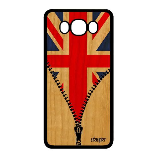 Coque J7 2016 Bois Silicone Drapeau Union Jack Angleterre Anglais Samsung Galaxy J7 2016