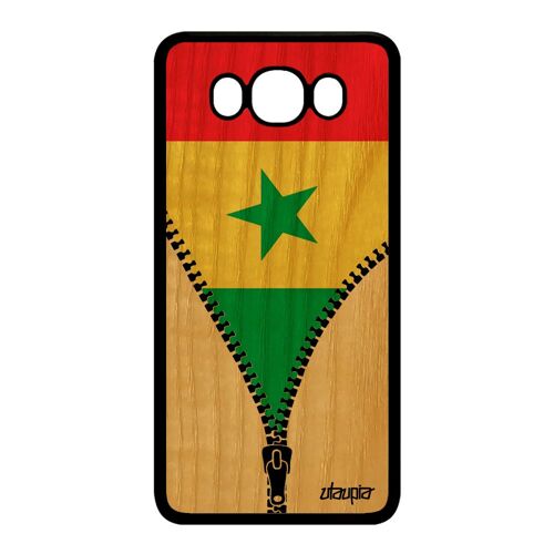 Coque Bois Pour Samsung Galaxy J7 2016 Silicone Drapeau Senegal Senegalais Foot