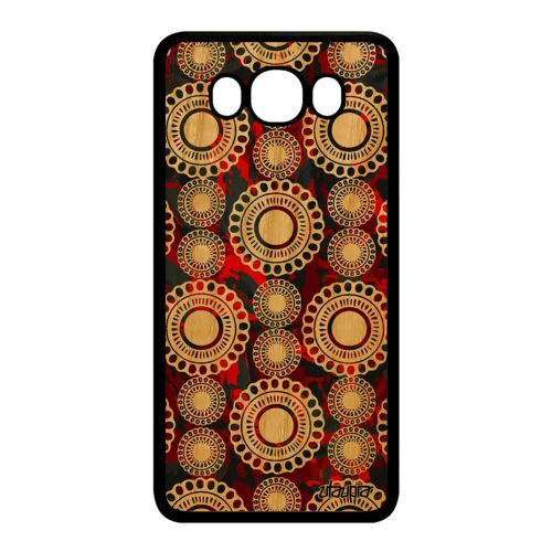 Coque en bois Samsung J7 2016 et silicone motif floral unique noir indien Samsung Galaxy J7 2016