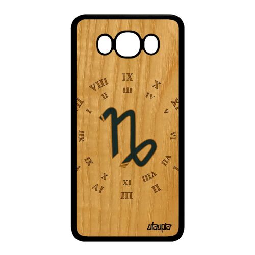 Coque En Bois Pour Galaxy J7 2016 Et Silicone Signe Capricorne Portable Samsung Galaxy J7 2016
