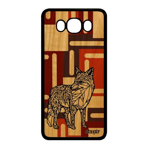 Coque Samsung Galaxy J7 2016 en bois silicone renard azteque Marron couleur cube