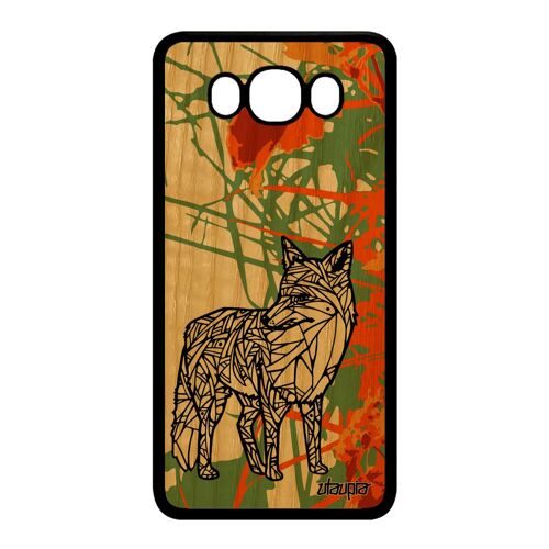 Coque en bois silicone Galaxy J7 2016 renard mobile gel telephone Orange Samsung Galaxy J7 2016