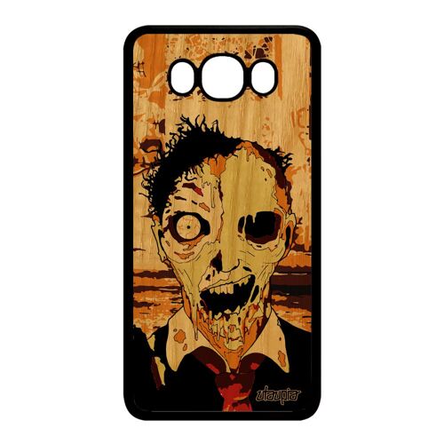 Coque en bois silicone J7 2016 zombie design revenant noir 4G de Samsung Galaxy J7 2016