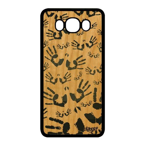 Coque Silicone Galaxy J7 2016 En Bois Empreinte Main Case Petites Rigide Samsung Galaxy J7 2016