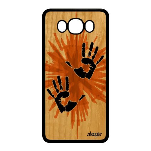 Coque silicone Samsung J7 2016 en bois main telephone personnalise Orange Samsung Galaxy J7 2016