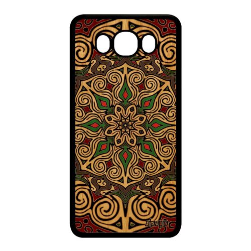 Coque silicone J7 2016 en bois Mandala zen tibetain Vert jolie de Samsung Galaxy J7 2016