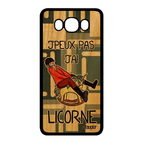 Coque pour J7 2016 en bois silicone j'peux pas j'ai licorne noir Samsung Galaxy J7 2016