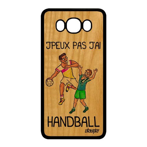 Coque silicone pour J7 2016 en bois j'peux pas j'ai handball Bleu Samsung Galaxy J7 2016