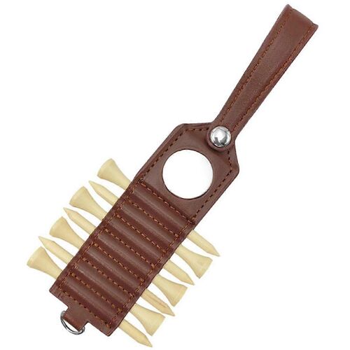 Porte-Pièces En Cuir De Rangement De Tee De Golf, Lot De 7, Y Compris 7 Étiquettes De Tee Et De Balle, Accessoires De Sac De Golf, Marron