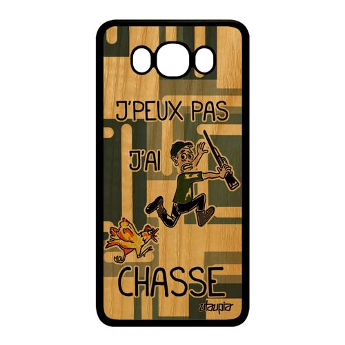 Coque Samsung J7 2016 bois silicone j'peux pas j'ai chasse Gris telephone Samsung Galaxy J7 2016