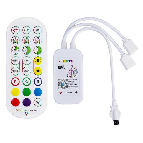DC5-24V WiFi Contrôleur LED+24 touches Télécommande APP Contrôle et synchronisation de la musique RGB IR RF pour 5050 35
