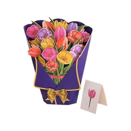 Bouquet de fleurs Cartes pop-up Bouquet de fleurs en papier 3D avec carte de correspondance et enveloppe 'S Day Carte de voeux Style A