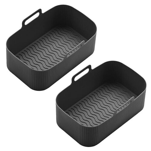 Pot En Silicone 2 Pièces Pour Porte-Panier Pliable En Silicone Réutilisable Avec Poignées Noir
