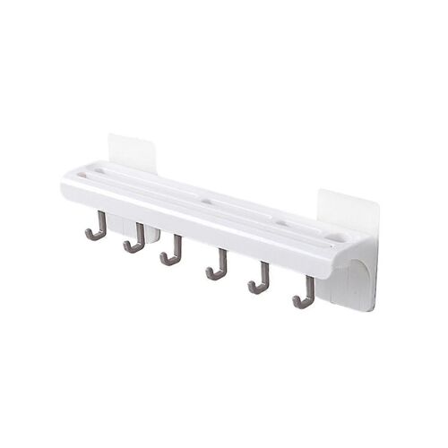 Étagère de rangement murale pour porte-couteaux de cuisine avec 6 crochets organisateur de couverts accessoires ménagers blanc