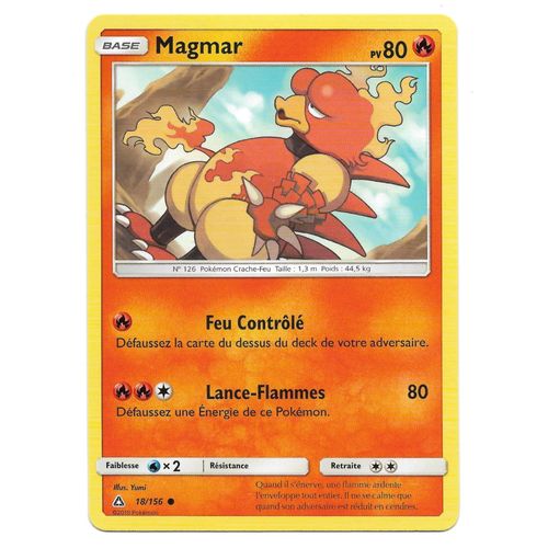 Carte Pokémon - Magmar Pv 80 18/156 - Carte Commune - Soleil Et Lune - Ultra Prisme