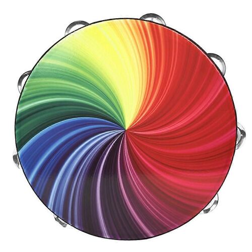 10 Pouces Double Rangée Jingle Tambourin Handbell Clap Drum Bell Percussion Instrument Pour Style Coloré Adulte 