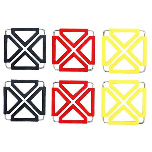 6pcs Cuisine Utilitaire Pliable Silicone Sous-Plat Tapis Pad Extensible Pliable Suqare Dessous De Plat Heat-R