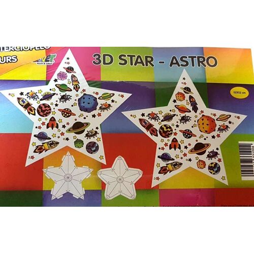 Etoile Thème Astral À Assembler Et À Colorier - 12 Feutres Inclus - 52 X 52 Cm Colorvelvet